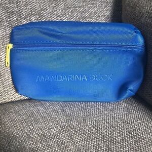 Mandarina Duck Faux Leather Small Makeup Travel Pouch Zippier Royal Blue